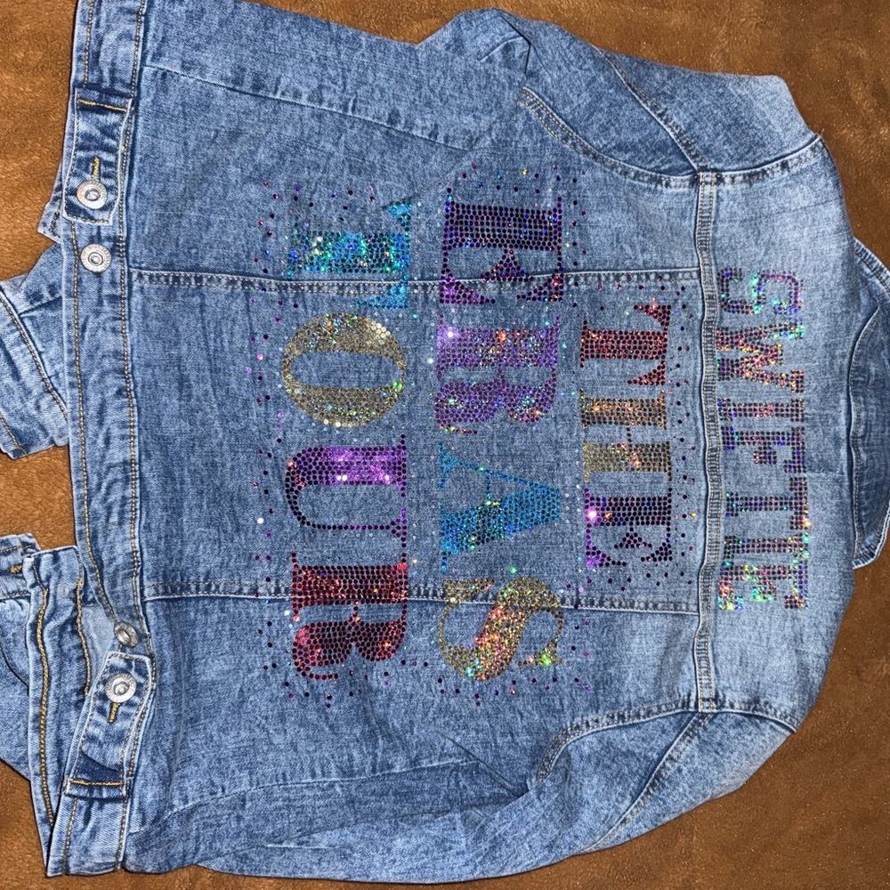 Swiftly eras Embellished Denim Jacket with Colorful Accents